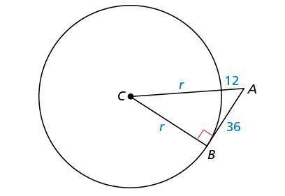 In the diagram, point B is a point of tangency. Find the radius r of