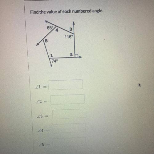 Find the value of each numbered angle.