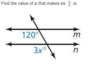 Find the value of x that makes m ∥ n.