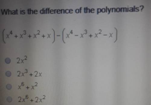 What is the difference between polynomials? (x^4+x^3+x^2+x)-(x^4-x^3+x^2-x)
