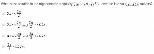 What is the solution to the trigonometric inequality 2sin(x)+3>sin^2(x) over the interval 0<=x