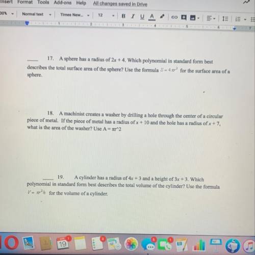 I need help on number 17 please and number 18
