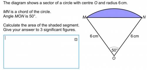 URGENT ANSWER calculate the area of the shaded segment