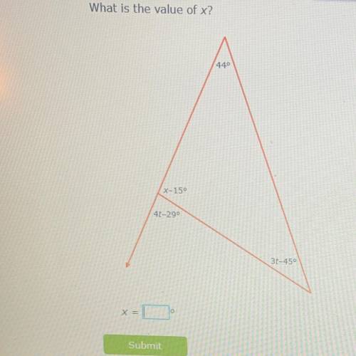 What is the value of x? (geometry question)
