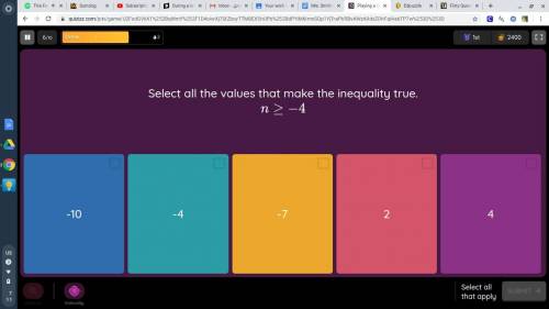 Select All The Values That Make This Inequality True