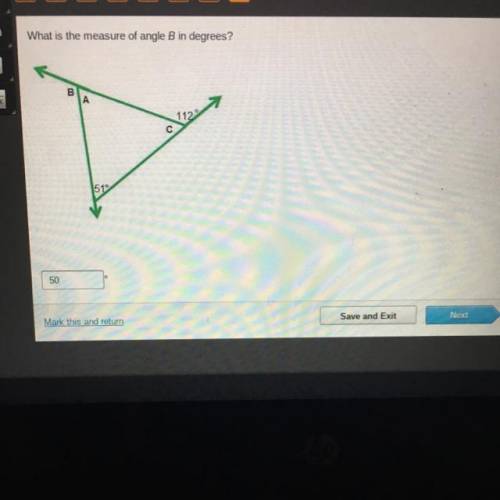 What is the measure of angle b in degrees