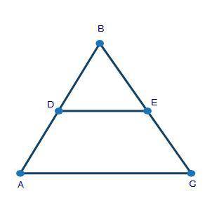 In ΔABC shown below, BD over BA equals BE over BC:Triangle ABC with segment DE intersecting sides AB