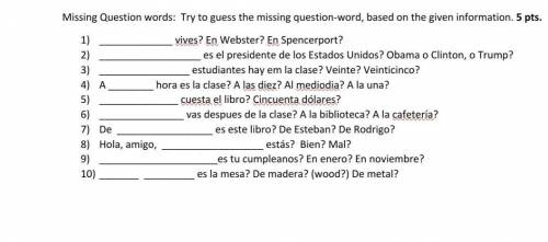 I NEED SOME HELP FOR SPANISH CAN SOMEONE PLEASE HELP