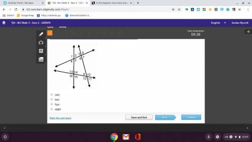 In the diagram, how many angles must be supplementary with angle 14? one two four eight