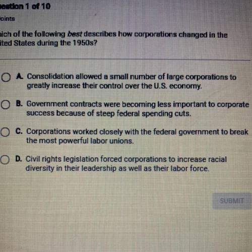 Which of the following best describes how corporations changed in the United States during the 1950s
