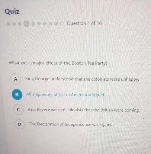 What was a major effect of the Boston Tea Party?HELP