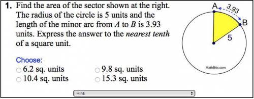 Please help with my Area of sectors and Segments QuestionWILL MARK BRAINLIEST!!! 15PTS!