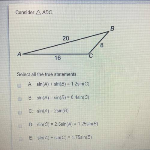 Consider Triangle ABC. 20 points! Will give BRAINLIEST! Please help thank you!! :)