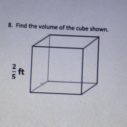 HELP I NEED HELP ASAP!! WHAT IS THE VOLUME OF THE CUBE SHOWN?  I WILL GIVE LOTS OF POINT TO THE ONE