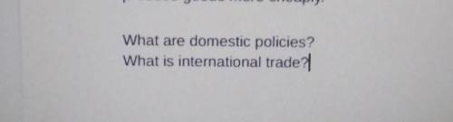 Help please :)what are domestic policies?what is international trade?