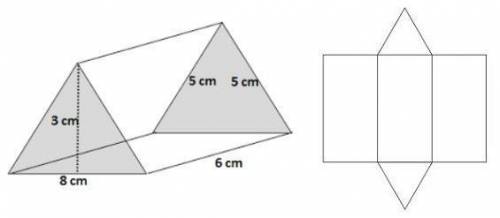 NEED HELP ASAP! Use the net as an aid to compute the surface area of the triangular prism. A) 108 cm