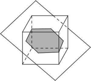 Describe the cross section.  A. pentagon B. trapezoid C. hexagon D. cube