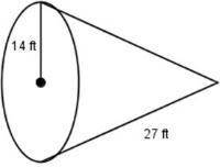 Please help!! What are the lateral area and the surface area of the cone shown below? Round the answ