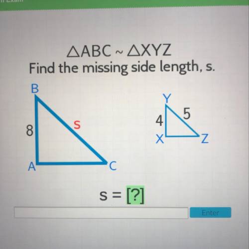 Find the missing side length, s.