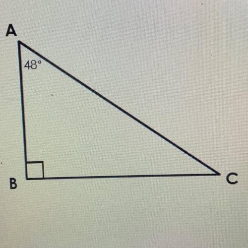 Put the size of the angles of this triangle in order from least to greatest. Select one: o A, B, C о