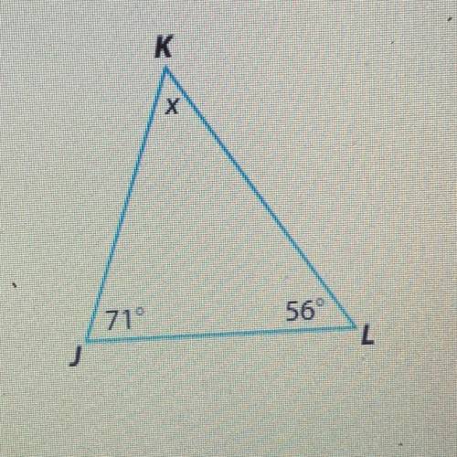 What is the value of x in the triangle shown?