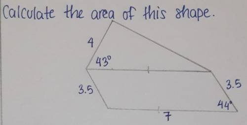 1. Calculate the area of this shape. ( show your work)please help me!