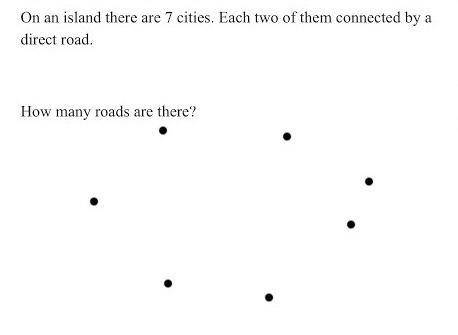 On an island there are 7 cities. Each two of them connected by a direct road. How many roads are the