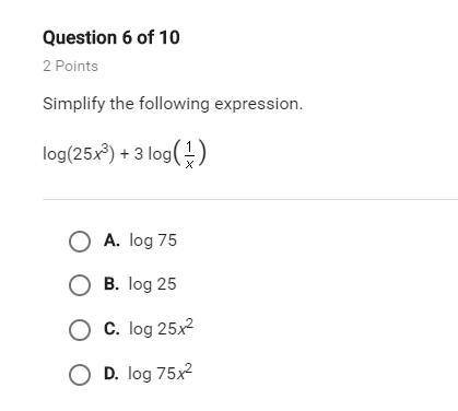 Simplify the following expression. log(25x^3) + 3log(1/x)