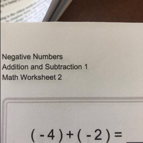 Negative Numbers  ( -4 ) + ( -2 ) = ?