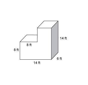What is the surface area of this figure? A: 428 B: 560 C: 632 D: 888 Please answer in feet, thank yo