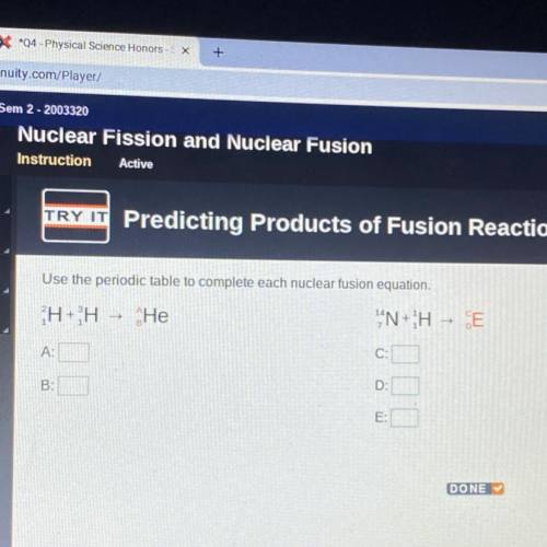 Use the periodic table to complete each nuclear fusion equation.