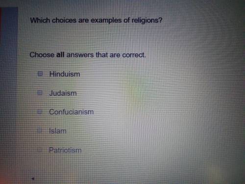 Which choices are examples of religions?