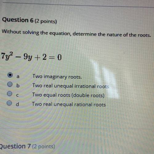 Without solving the equation,determine the nature of the roots ? Please help help