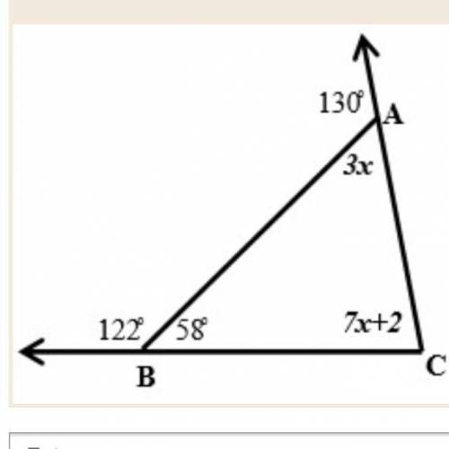 Find the value of X, angle A and angle C