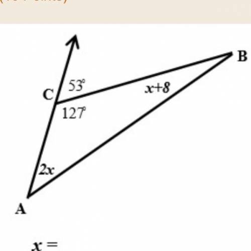 Find the value of X, angle A and angle B