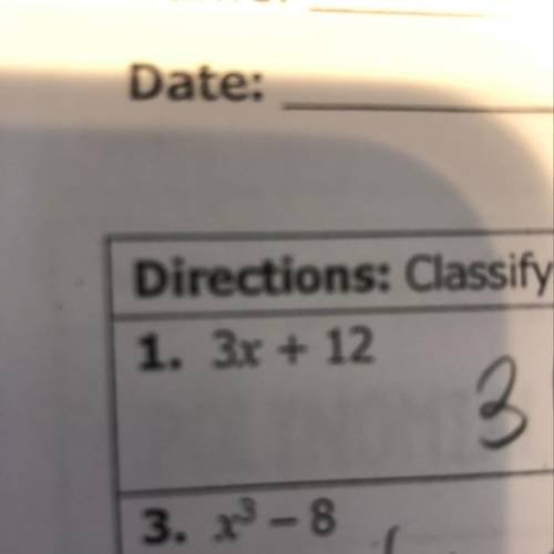 Classify the following polynomials by degree and number of terms