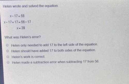 Helen Walton solve the equation what was Helen's error