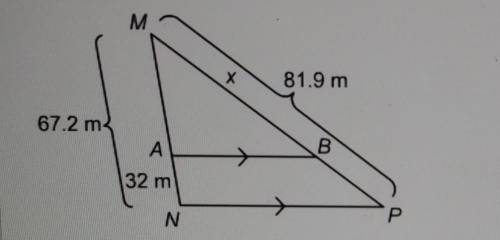 What is the value of x? 60.9 m 13.7 m 42.9 m 35.2 m