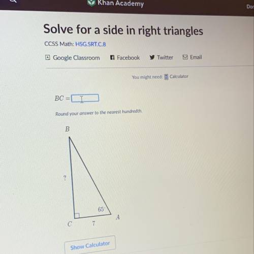Solve for a side in right triangles help