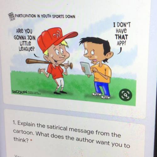 1. Explain the satirical message from the cartoon. What does the author want you to think?