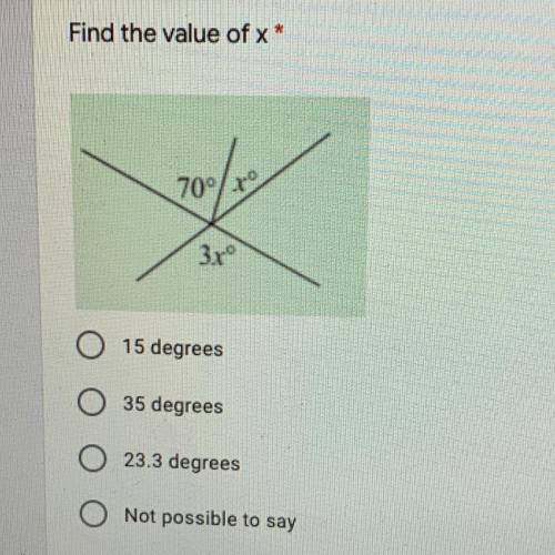 Which option is correct for finding x?