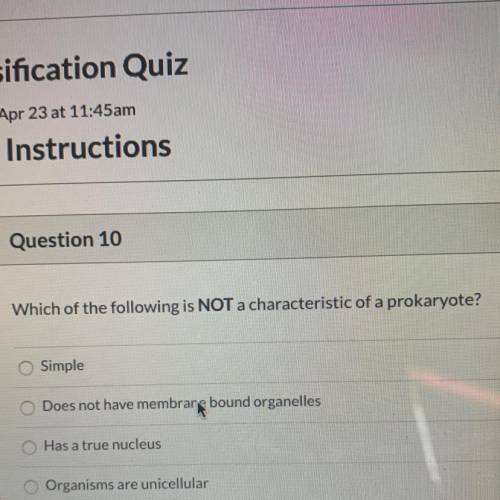 Which of the following is not a characteristic of a prokaryote