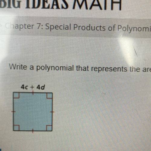 PLEAAAASSSE HELLP!! 30 pts! write a polynomial that represents the area of the square. The polynomia