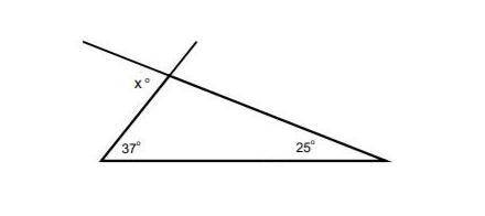 What is the degree measure of x? A) 37°B) 50° C) 62° D) 74°