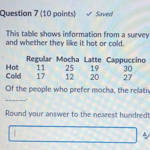 This table shows information from a survey about the type of coffee people prefer and whether they l
