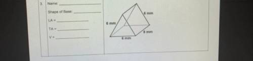 Please help me with this. Name the prism/cylinder and find the areas and volume.