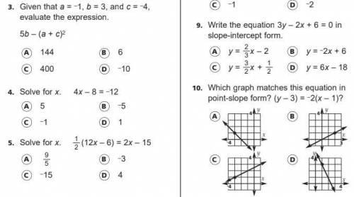 Easy Multiple Choice Questions about expressions and linear equations / ASAP / Will mark brainliest