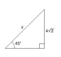 What is the value of x? 4 4√2 8 8√2