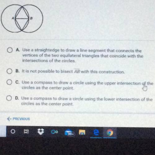 What is the best nest step in the construction of a perpendicular bisector of AB?