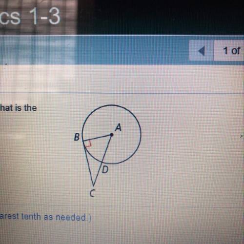 In the figure to the right, if AC=17 and BC= 14, what is the radius